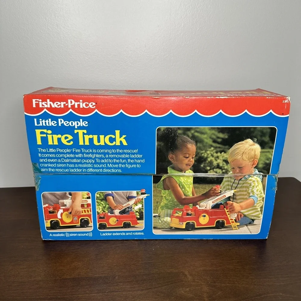 Fisher Price Little People Vintage Fire Truck Set 1993 90s Firefighter Dalmatian